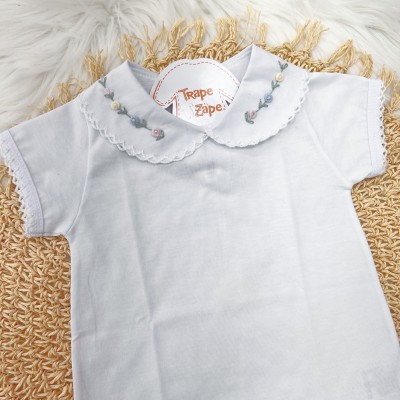 Body gola Bordada M C- Flores coloridas